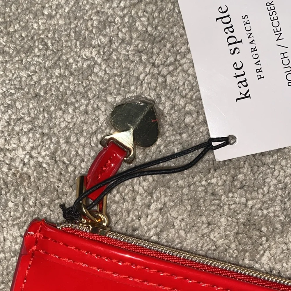 Kate Spade Fragrances Cherie Pouch red patent travel Bag‎ cosmetic Case ONLY New